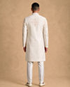 Manyavar Men Cream Silk Open Sherwani