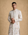 Manyavar Men Cream Silk Sherwani with Embroidery