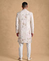 Manyavar Men Cream Silk Sherwani with Embroidery