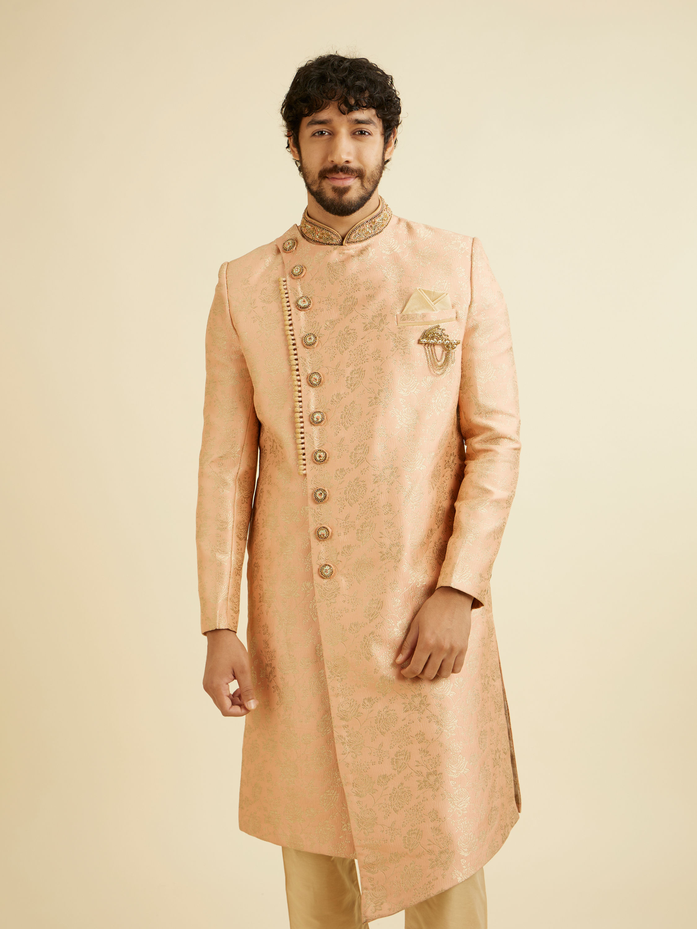 Manyavar Men Glamorous Pink Sherwani Suit