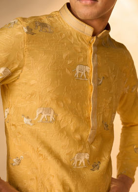 Manyavar Men Saffron Splendor Kurta Pajama