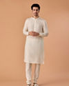 Manyavar Men Sunset Cream Kurta Jacket Set