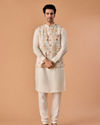 Manyavar Men Sunset Cream Kurta Jacket Set