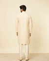 Manyavar Men Sand Beige Grid Patterned Chikankari Kurta Set
