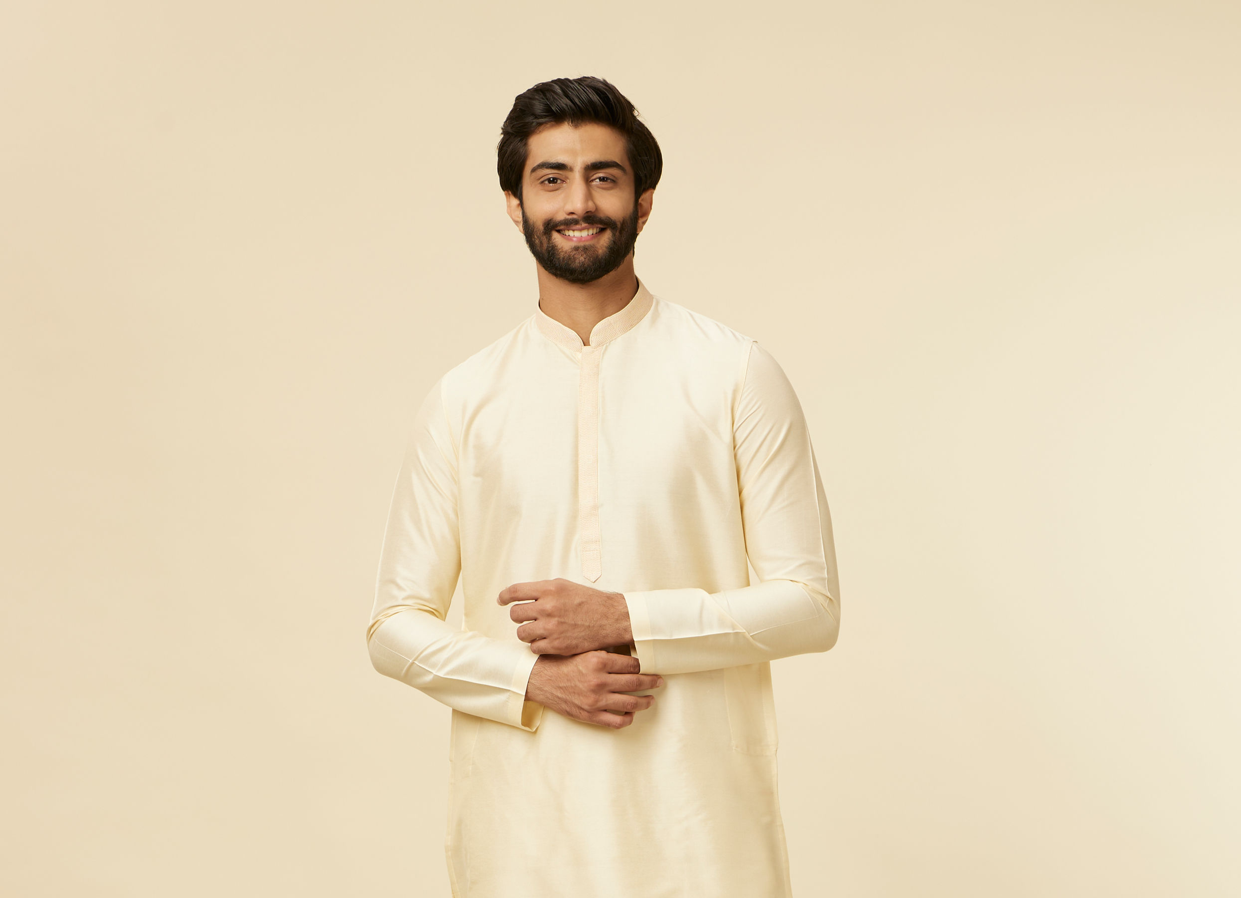 Twamev Men Sand Beige Classic Kurta