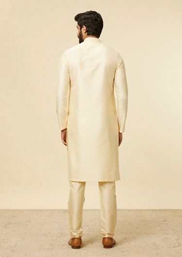 alt message - Twamev Men Sand Beige Classic Kurta image number 4