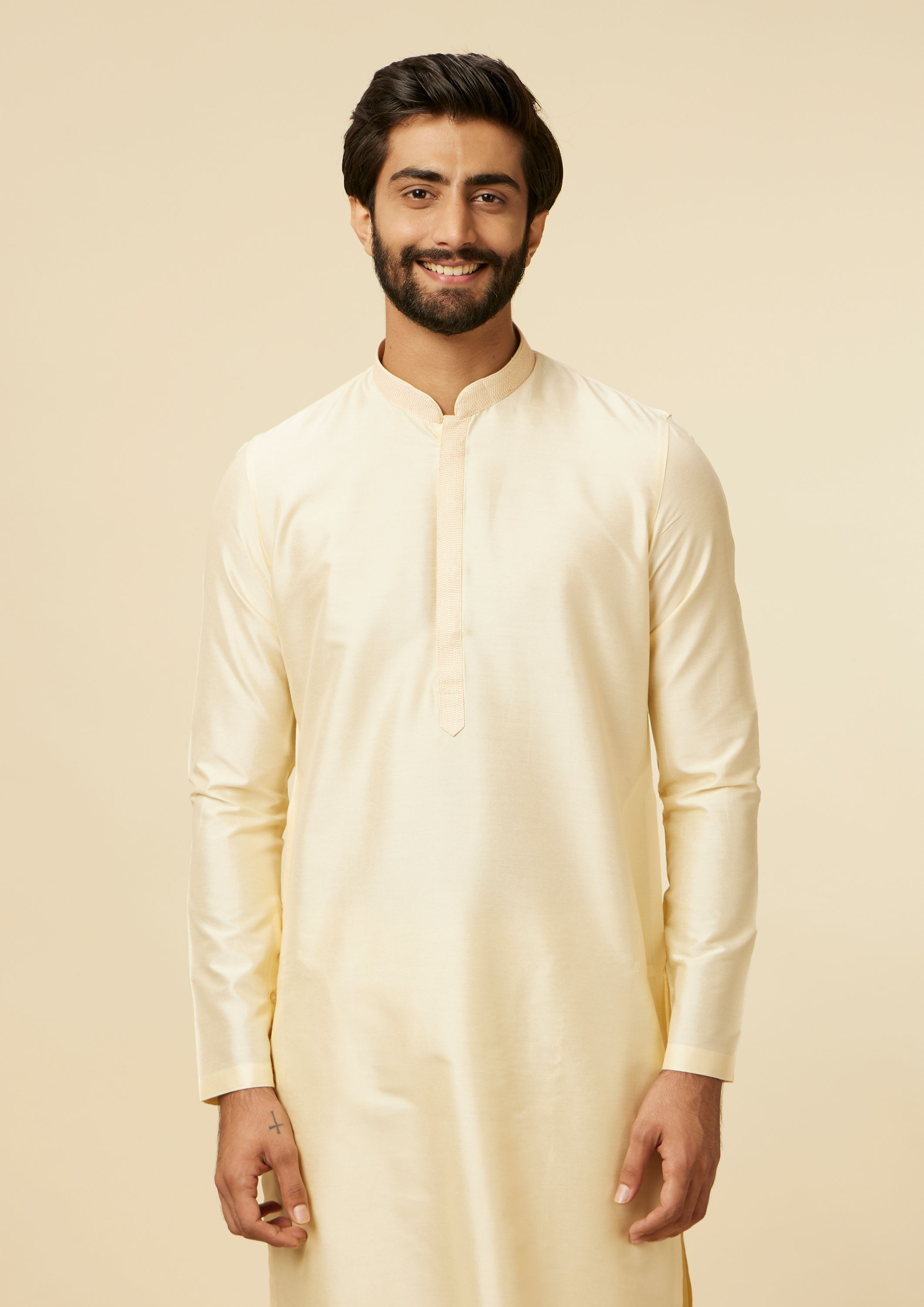 Twamev Men Sand Beige Classic Kurta