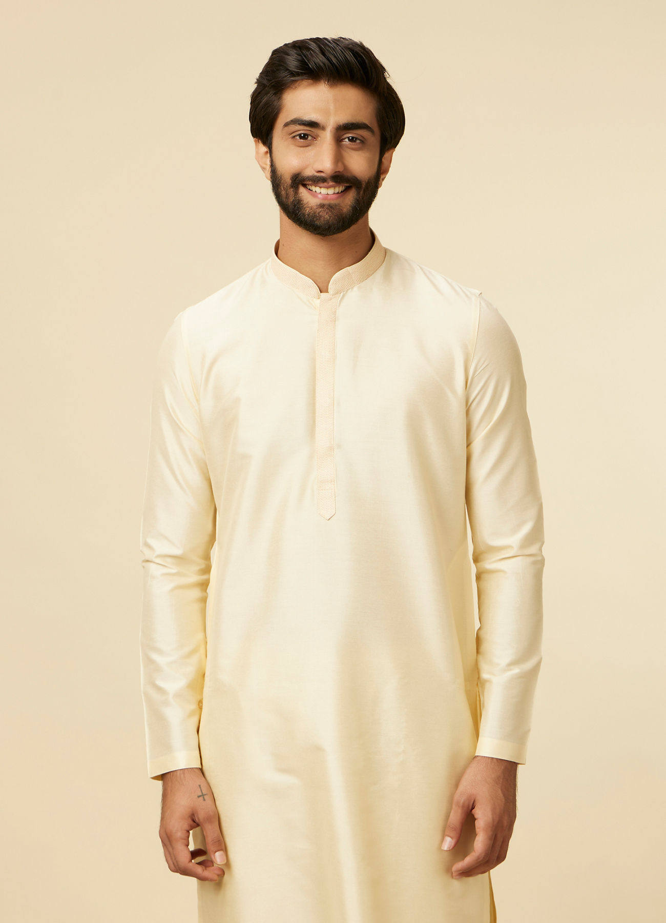 Twamev Men Sand Beige Classic Kurta