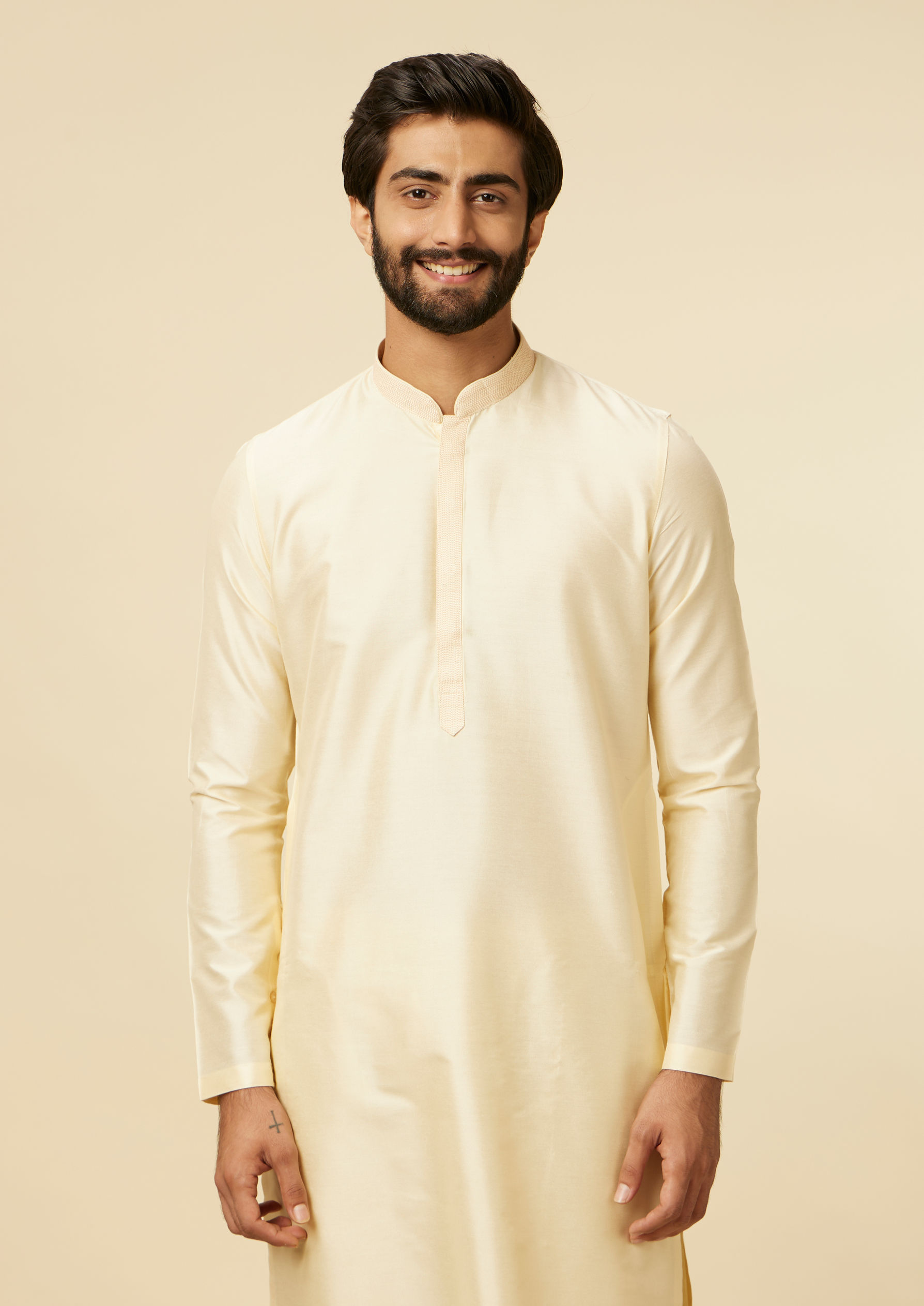 Twamev Men Sand Beige Classic Kurta