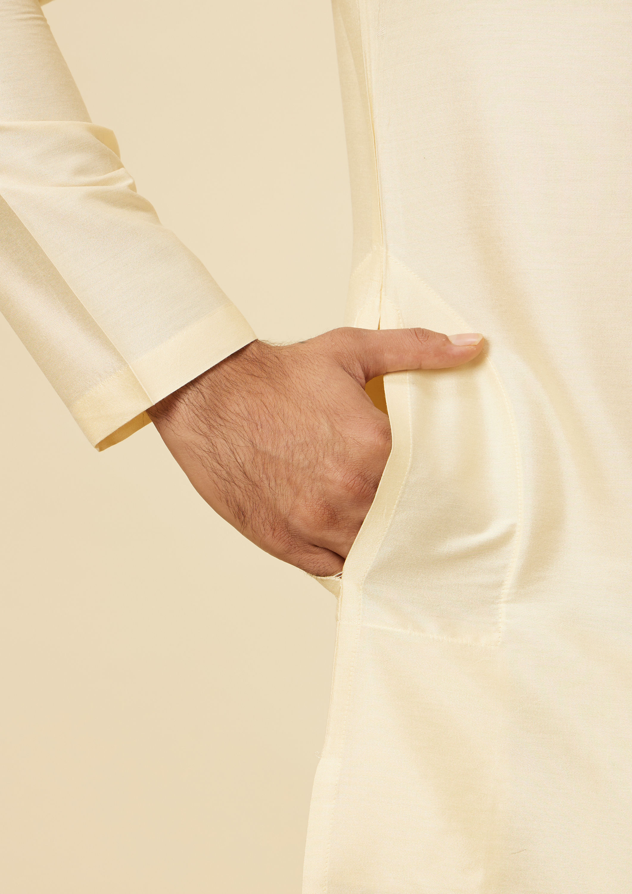 Twamev Men Sand Beige Classic Kurta