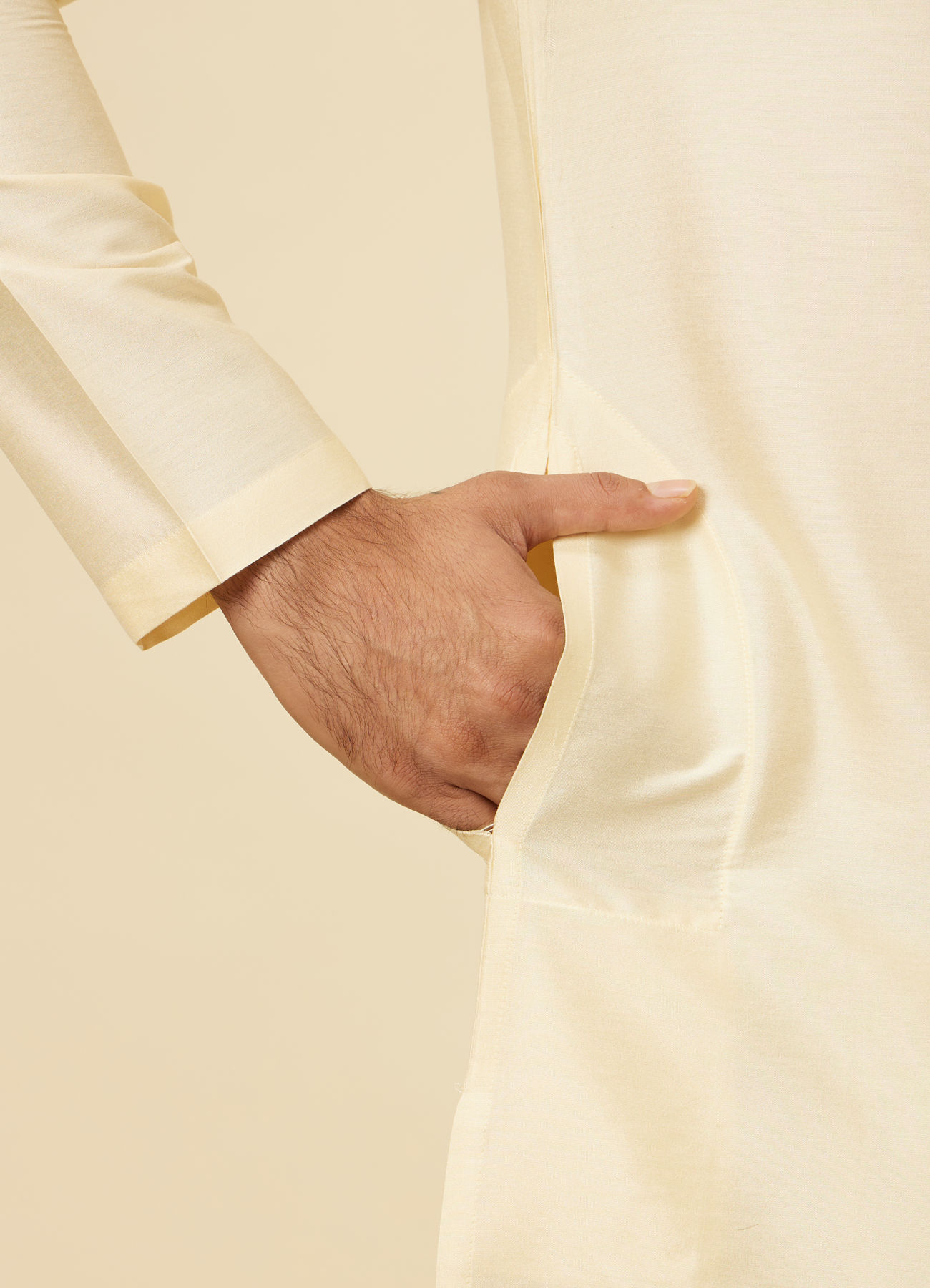 Twamev Men Sand Beige Classic Kurta