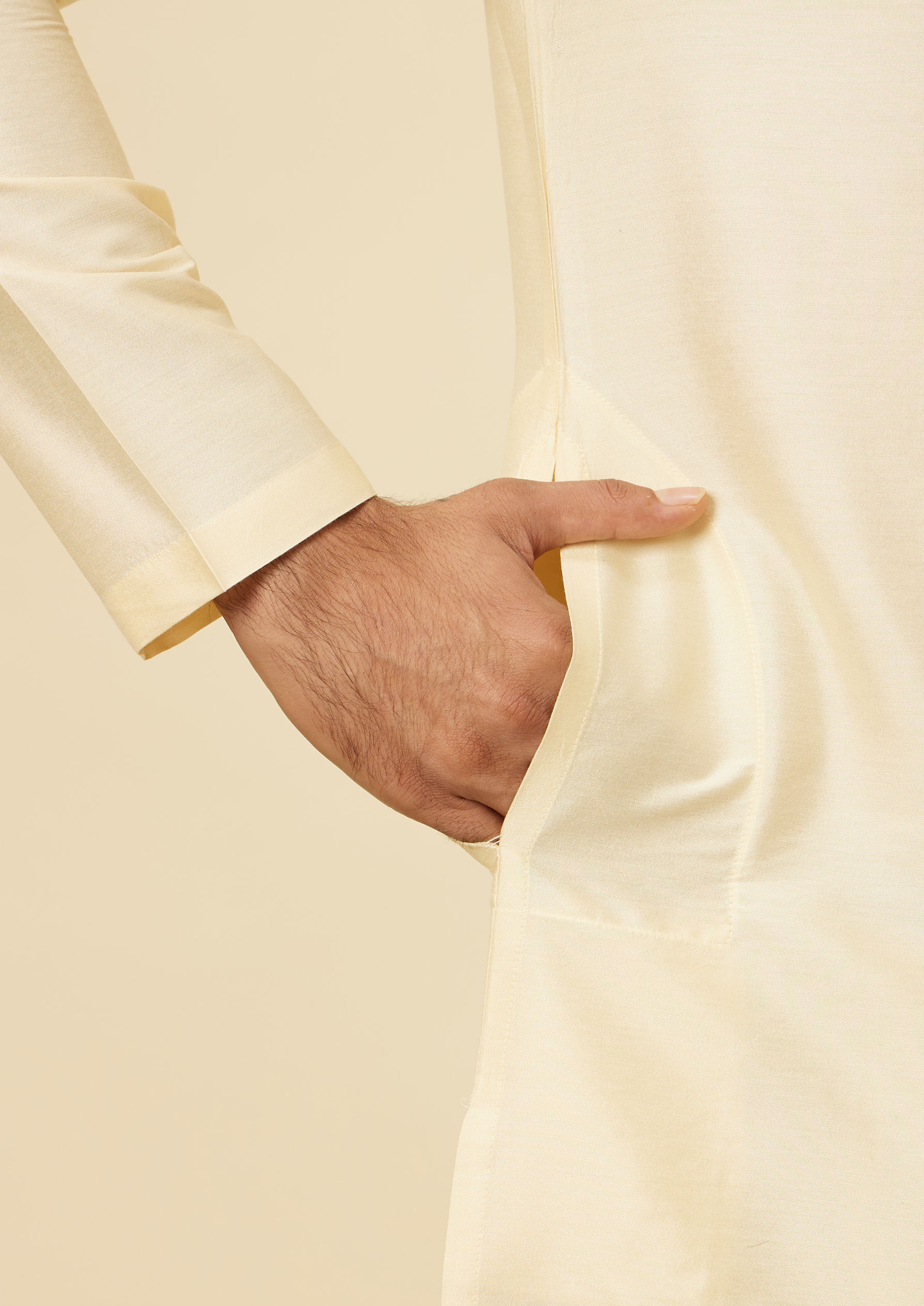 Twamev Men Sand Beige Classic Kurta