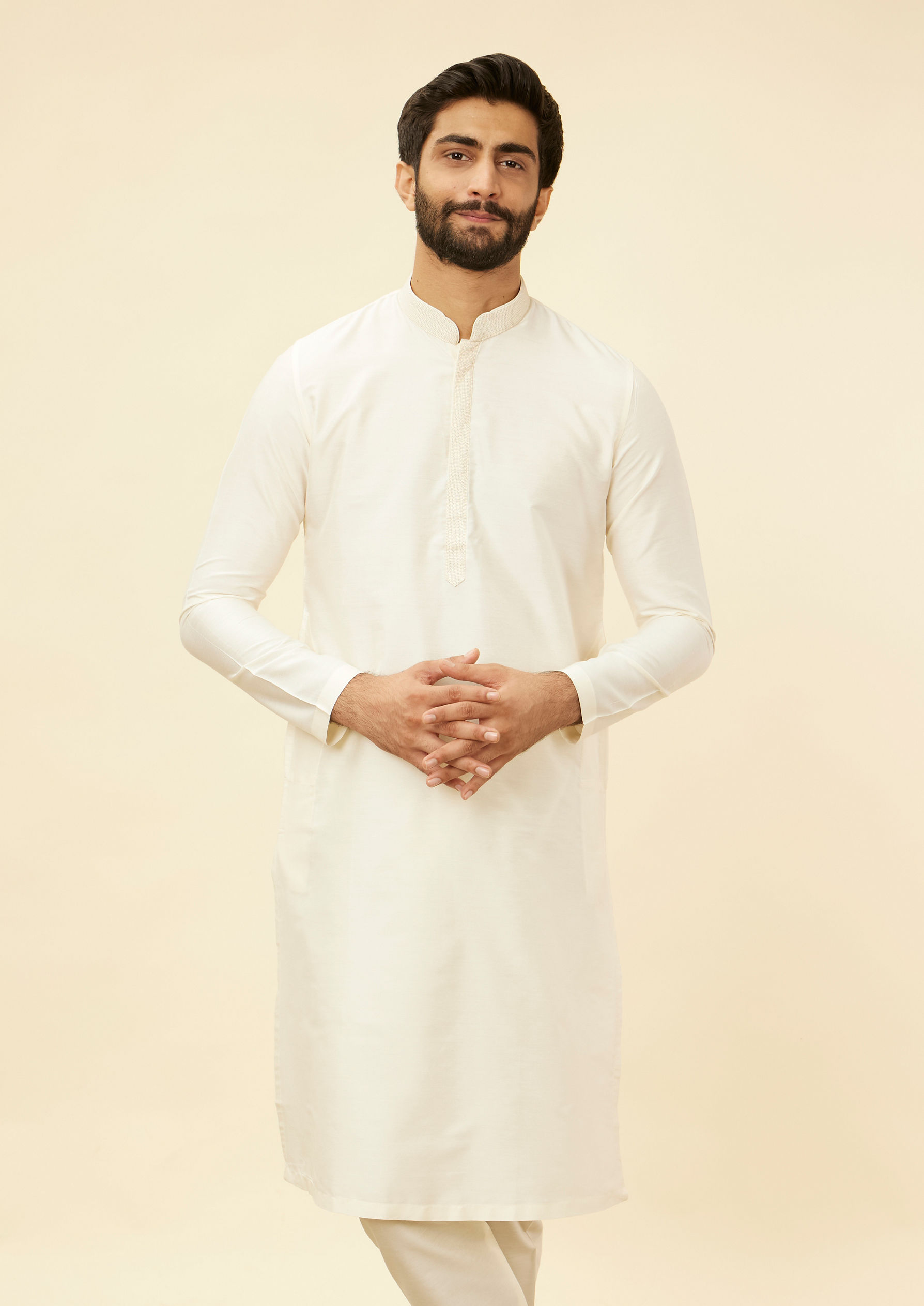 Twamev Men Rosewater Pink Grid Patterned Kurta Set