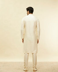 Twamev Men Ivory Viscose Embroidered Solid Kurta Set