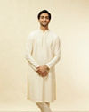Ivory Viscose Embroidered Solid Kurta Set