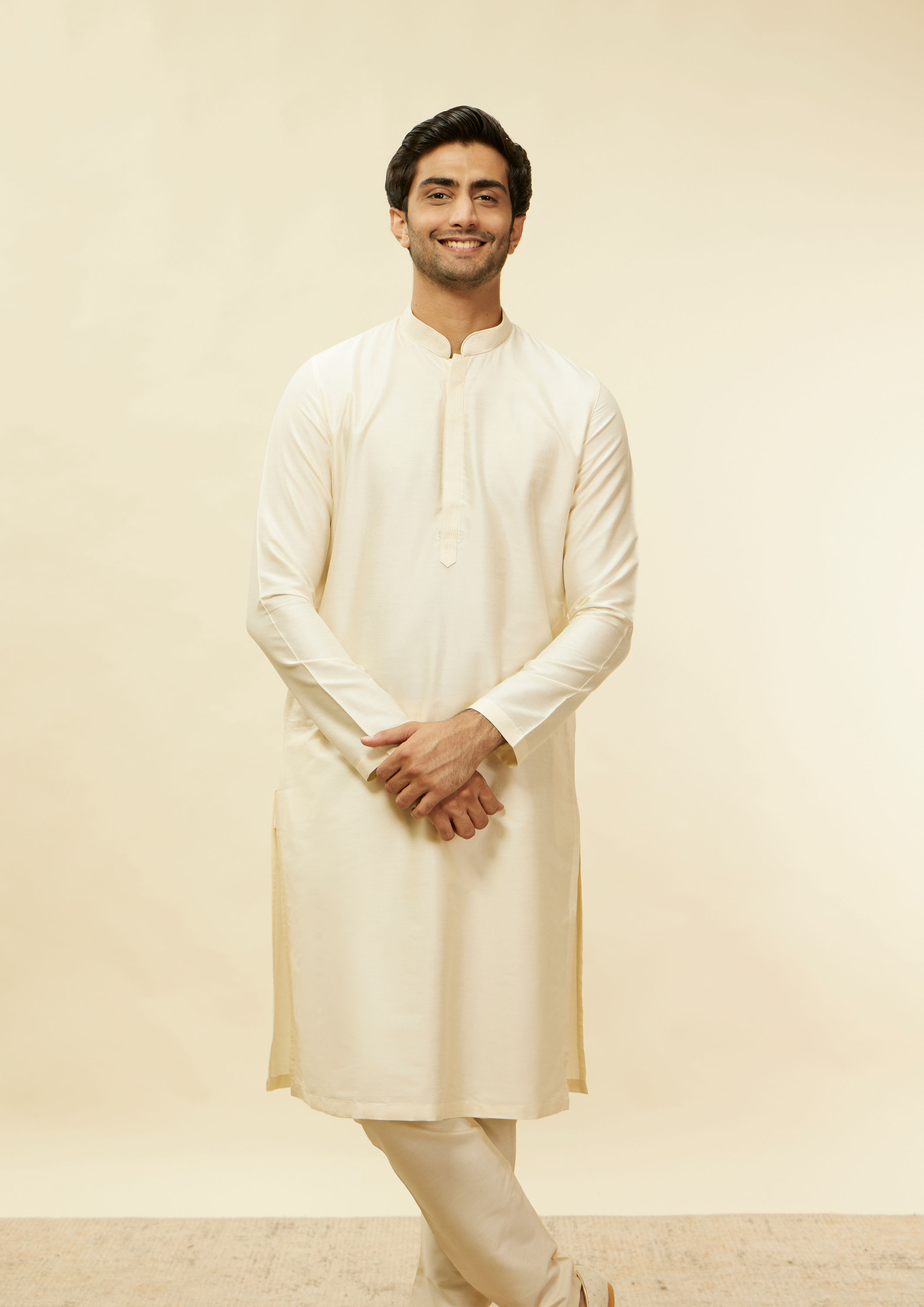 Twamev Men Classic Cream Kurta Set