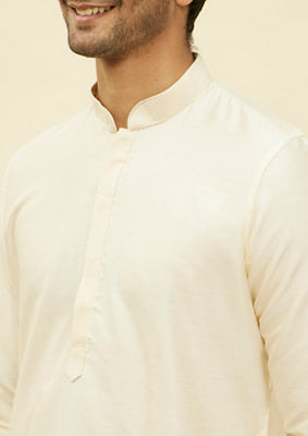 alt message - Twamev Men Classic Cream Kurta Set image number 1