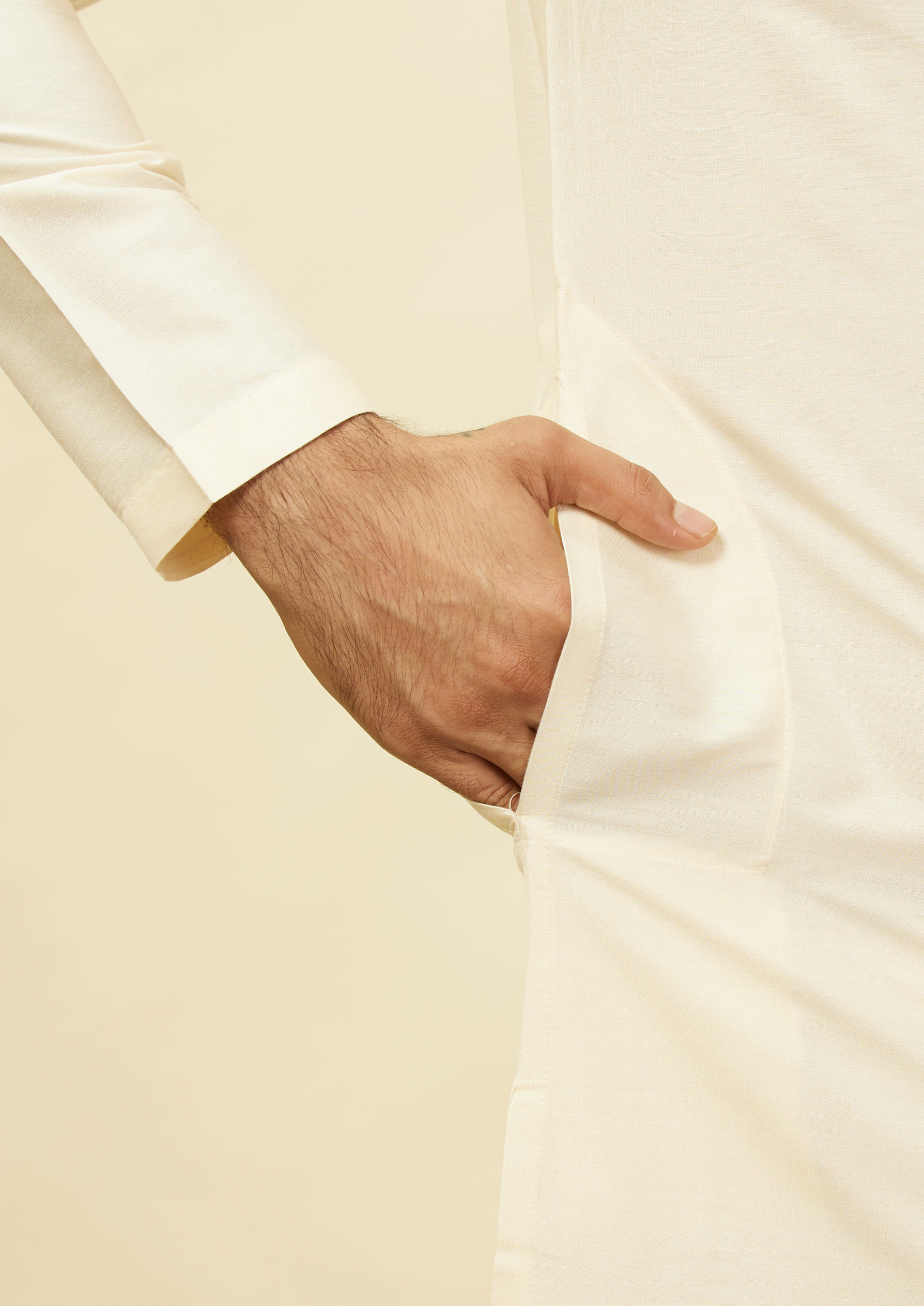 Twamev Men Classic Cream Kurta Set