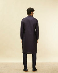 Twamev Men Blue Viscose Solid Kurta Set