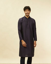 Twamev Men Blue Viscose Solid Kurta Set