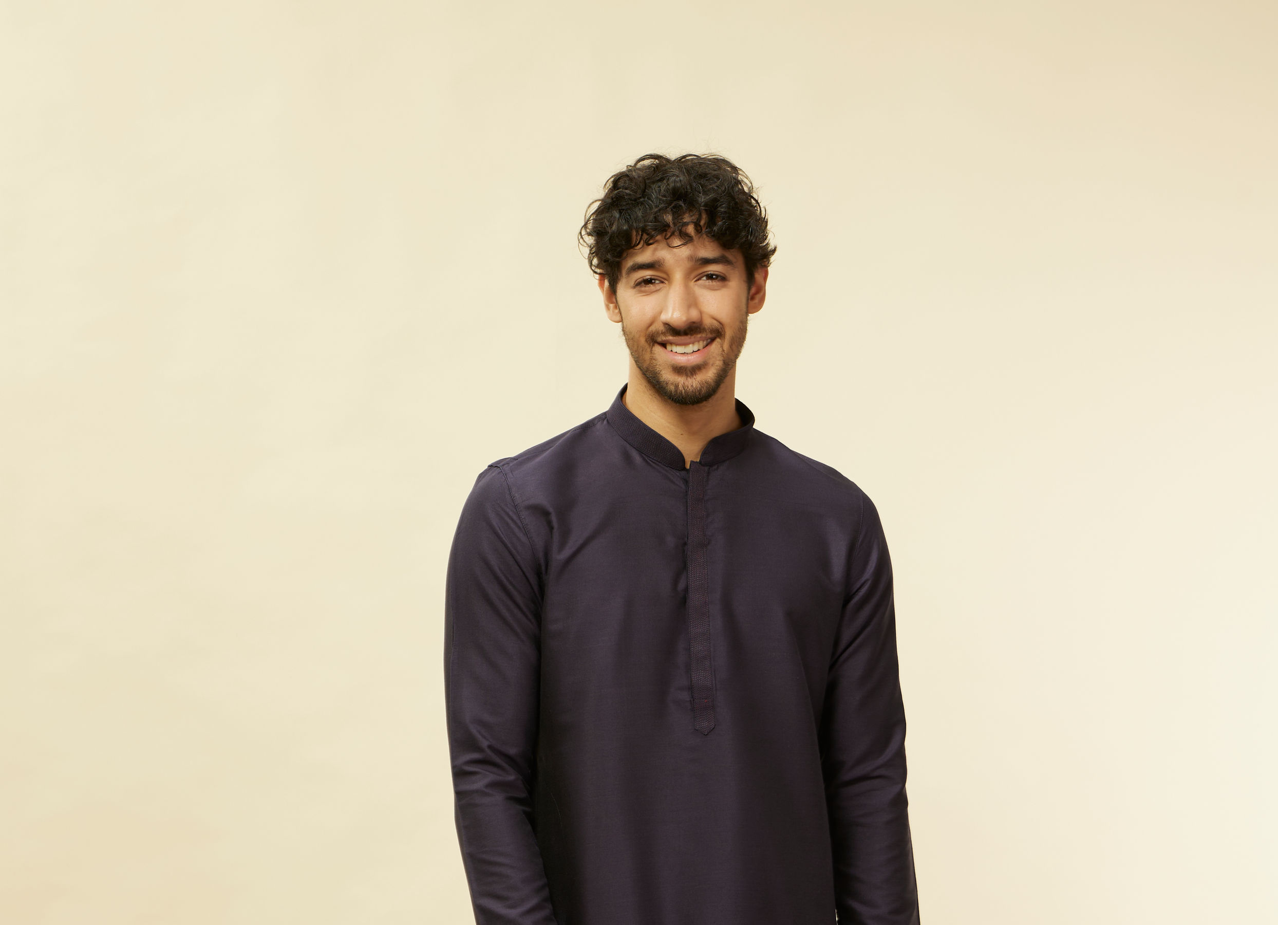 Twamev Men Blue Viscose Solid Kurta Set