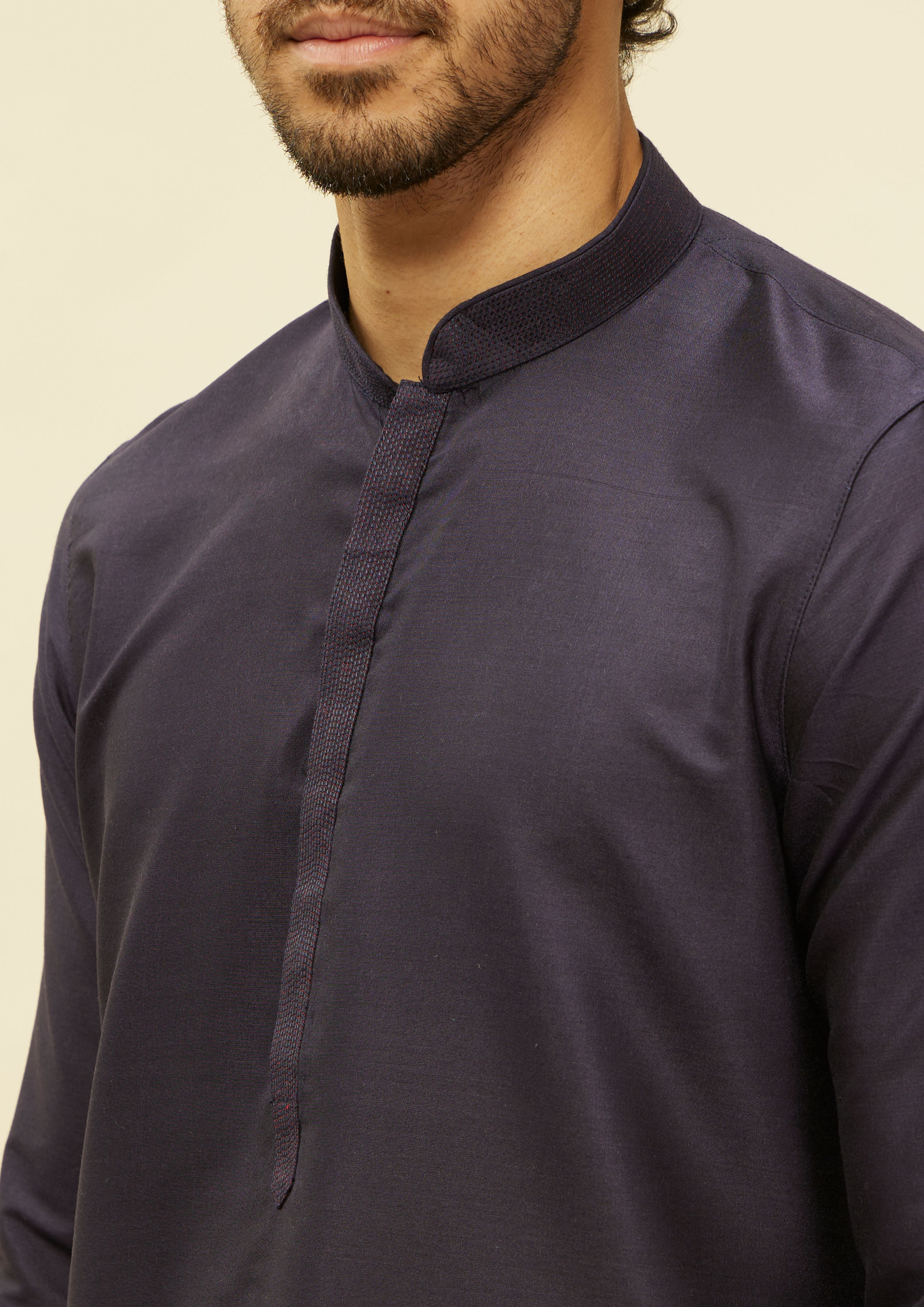 Twamev Men Elegant Blue Mandarin Collar Kurta Set