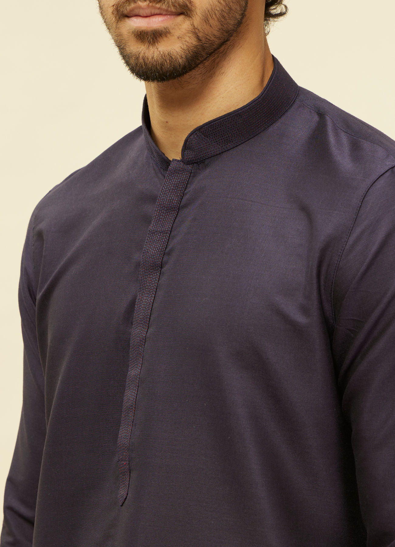 Twamev Men Blue Viscose Solid Kurta Set