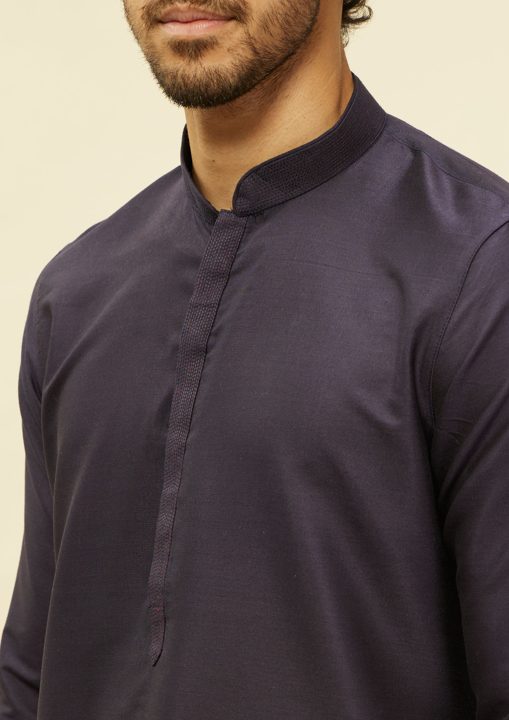 Twamev Men Elegant Blue Mandarin Collar Kurta Set
