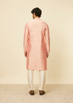 alt message - Twamev Men Peach Bandhgala Kurta Set image number 4