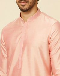 Twamev Men Peach Viscose Solid Kurta Set
