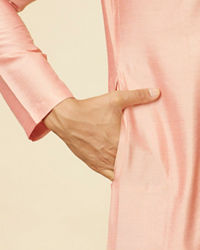 Twamev Men Peach Viscose Solid Kurta Set