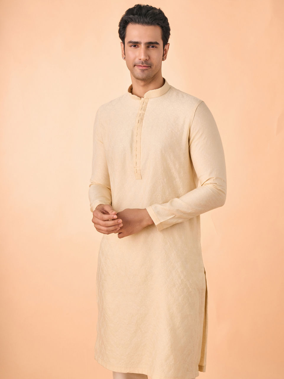 Manyavar Men Regal Beige Kurta Pajama