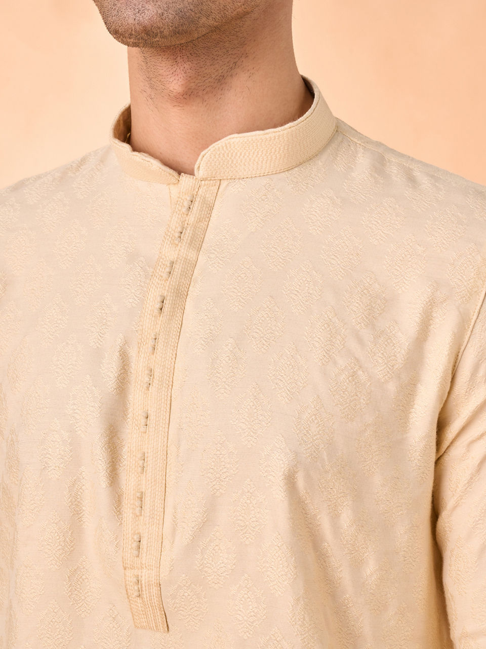 Manyavar Men Regal Beige Kurta Pajama