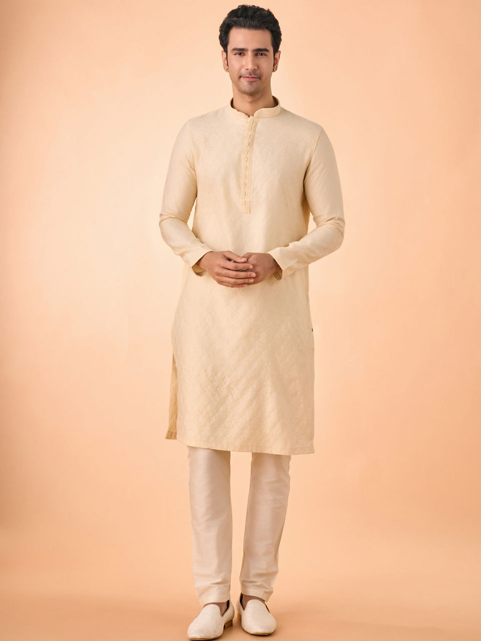 Manyavar Men Regal Beige Kurta Pajama