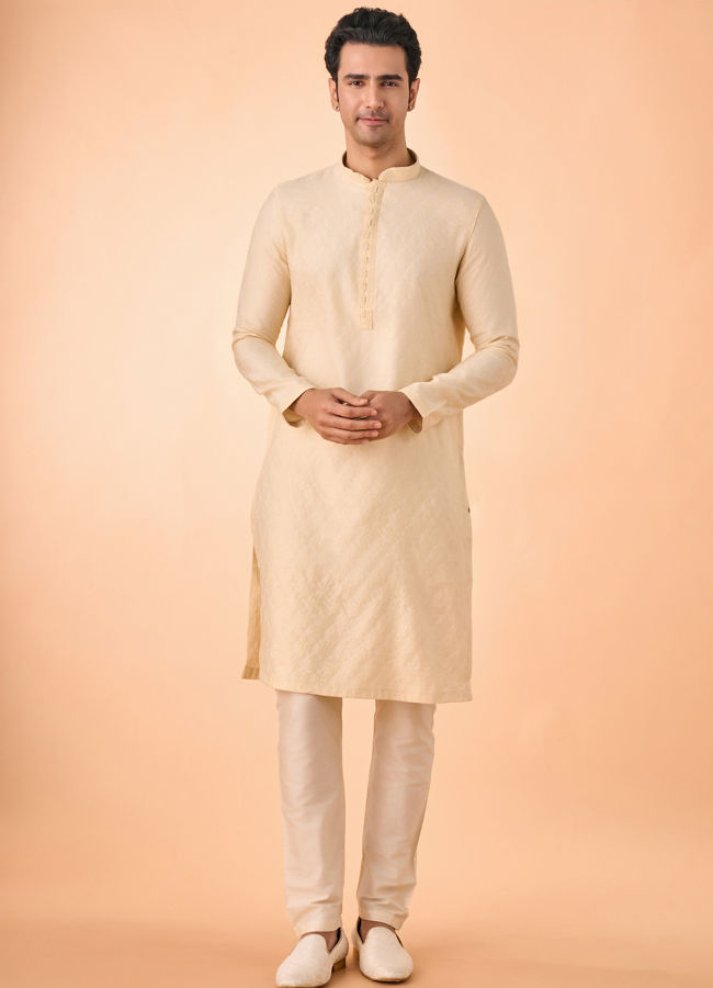 Manyavar Men Regal Beige Kurta Pajama
