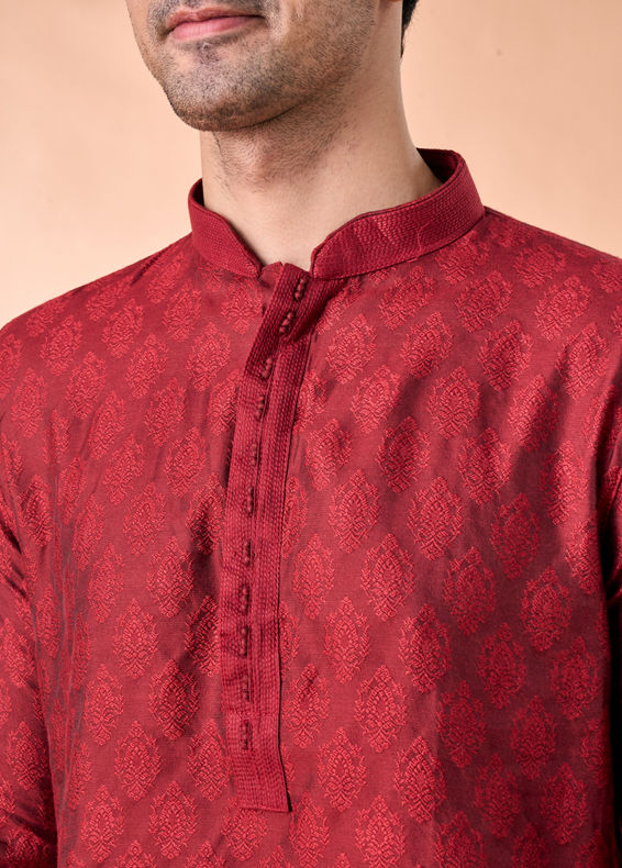 Manyavar Men Maroon Splendor Kurta Pajama