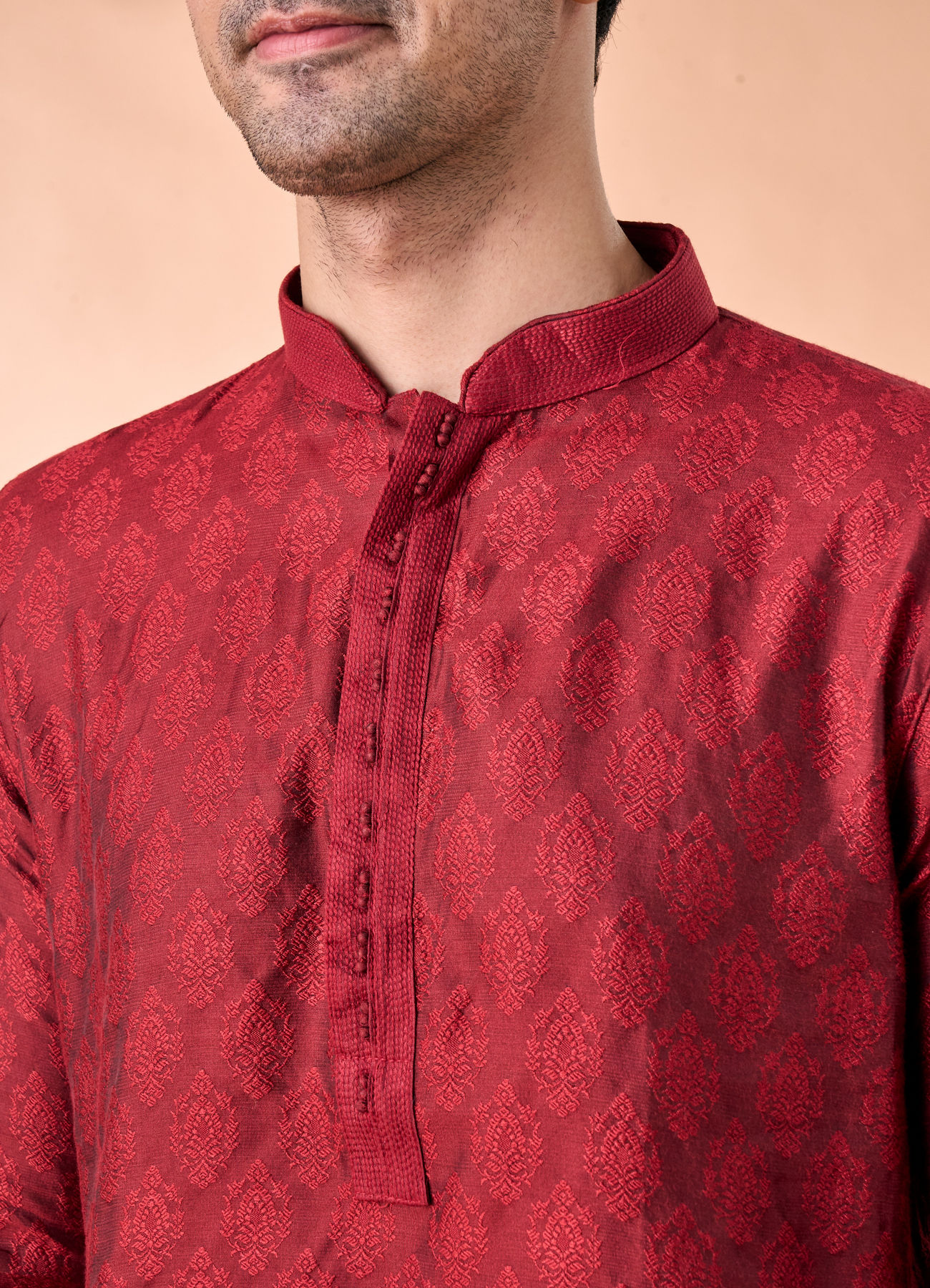 Manyavar Men Maroon Splendor Kurta Pajama