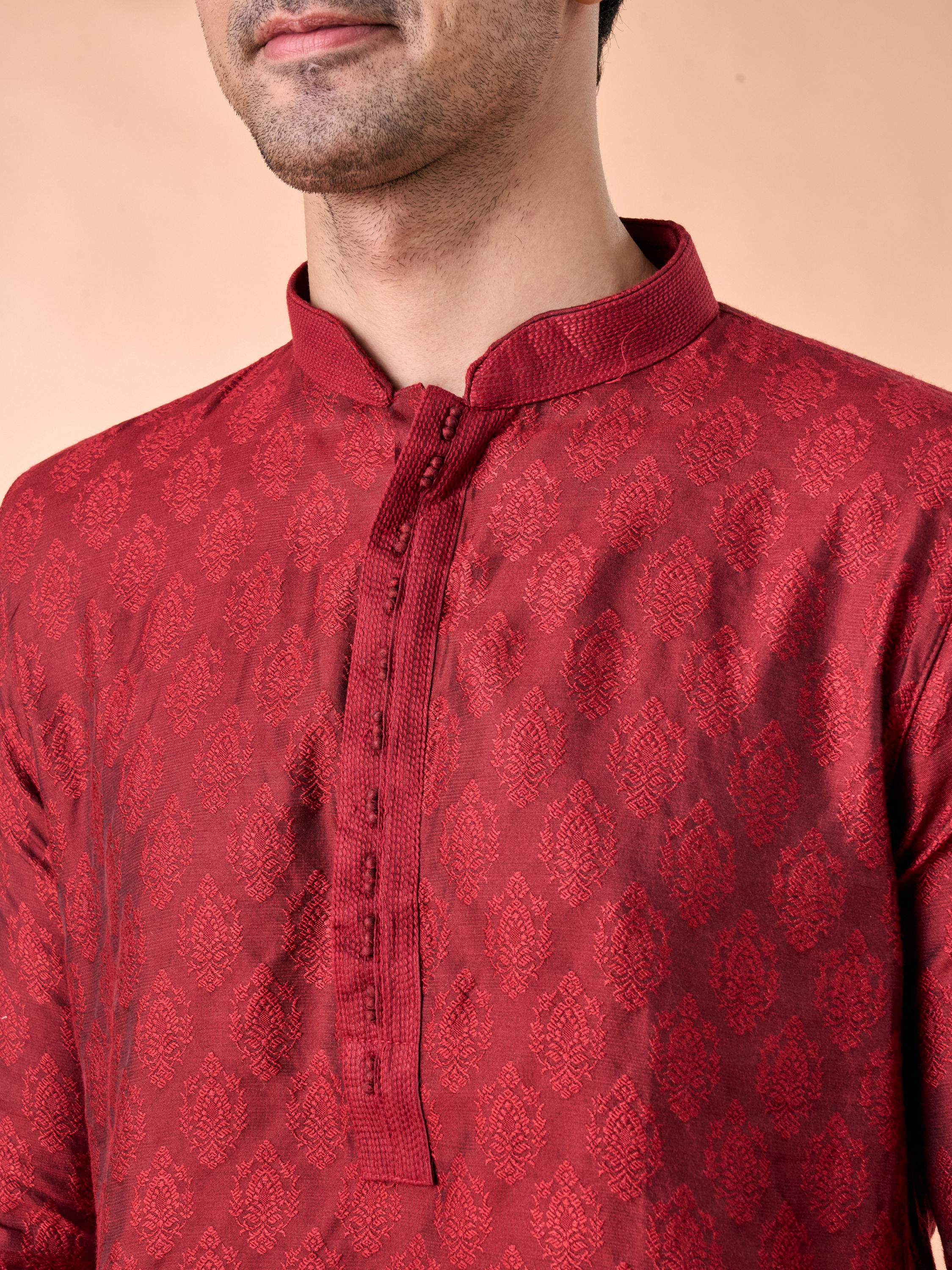 Manyavar Men Maroon Splendor Kurta Pajama