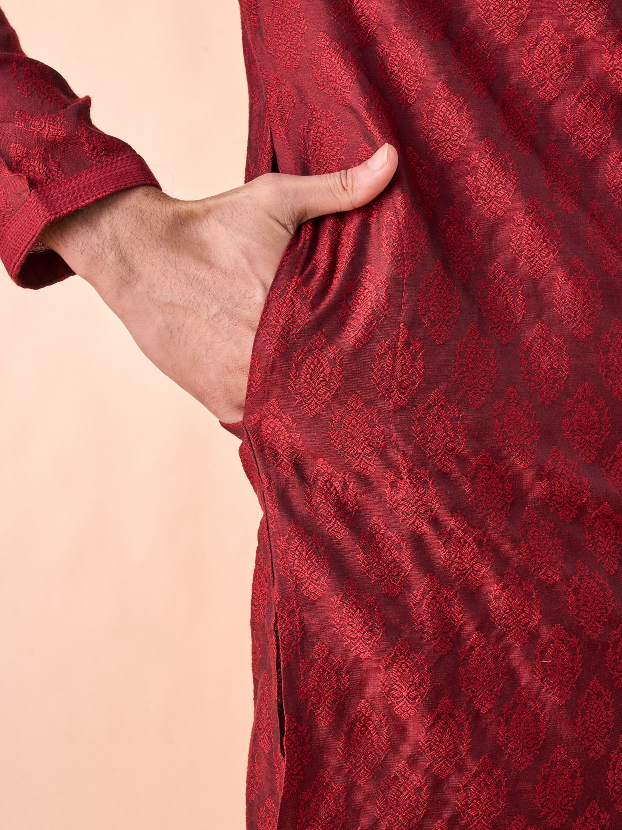 Manyavar Men Maroon Splendor Kurta Pajama