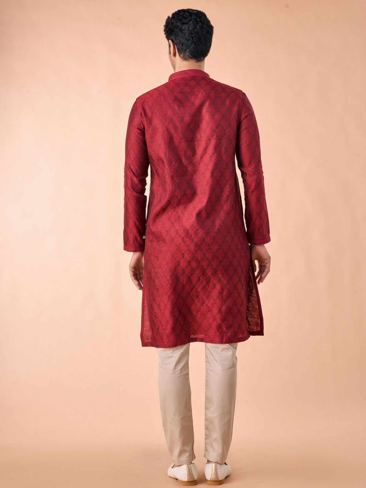 Manyavar Men Maroon Splendor Kurta Pajama