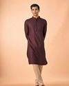 Manyavar Men Wine Jacquard Kurta Pajama Set