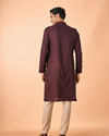 Manyavar Men Wine Jacquard Kurta Pajama Set