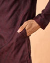 Manyavar Men Wine Jacquard Kurta Pajama Set