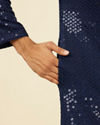 alt message - Manyavar Men Dark Blue Chikankari Kurta Set image number 3