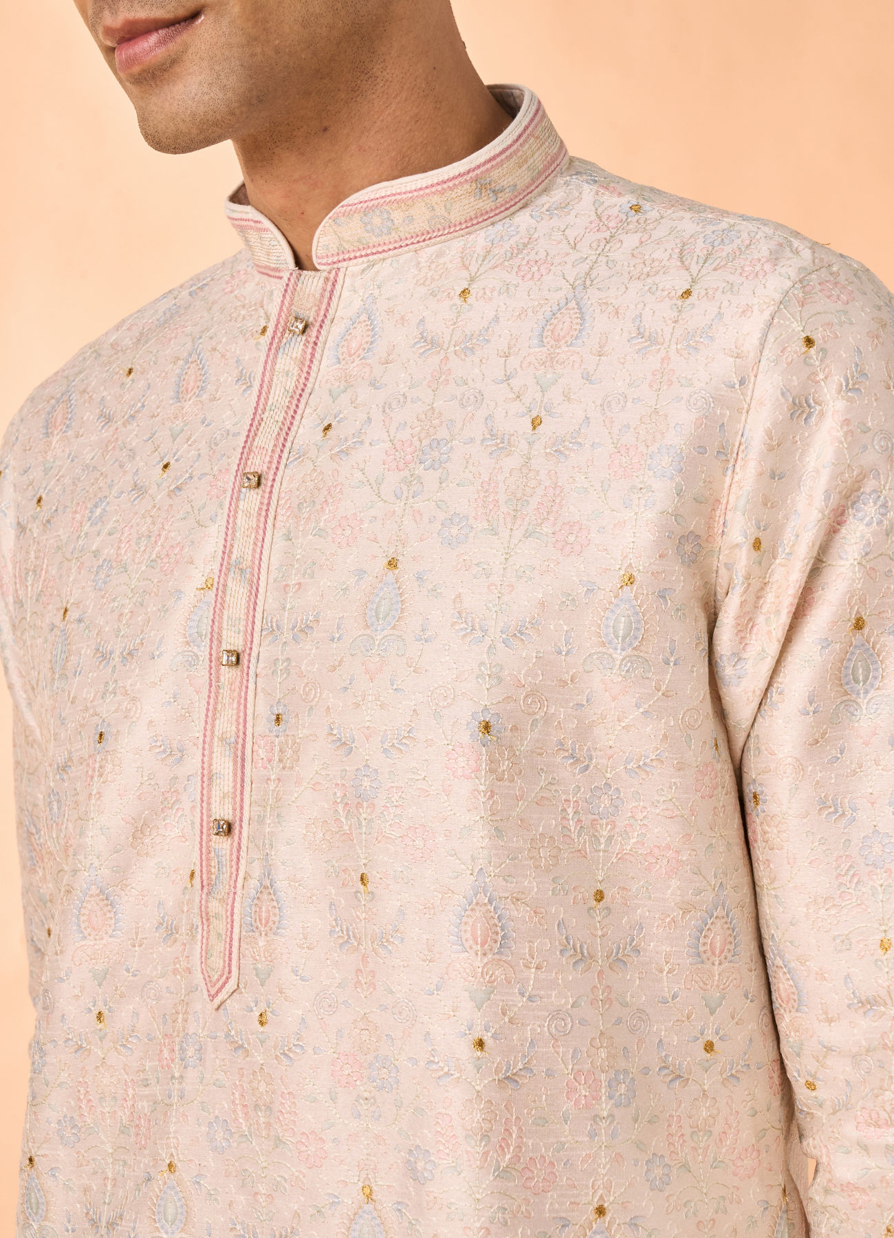 Manyavar Men Elegant Cream Kurta Pajama