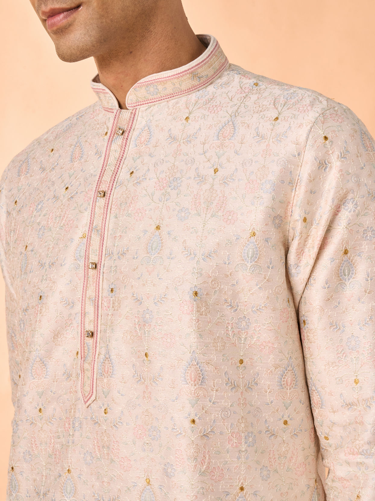 Manyavar Men Elegant Cream Kurta Pajama