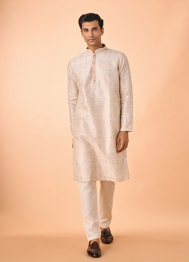 Manyavar Men Elegant Cream Kurta Pajama