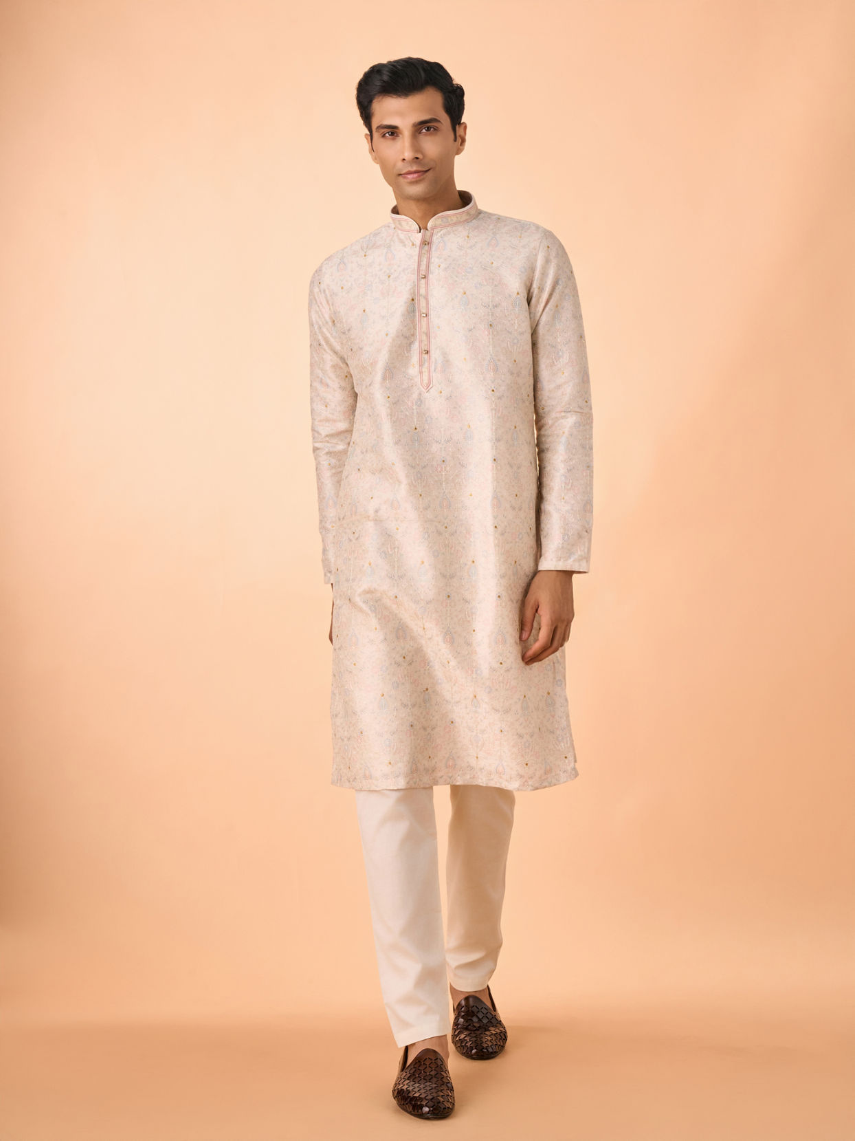Manyavar Men Elegant Cream Kurta Pajama