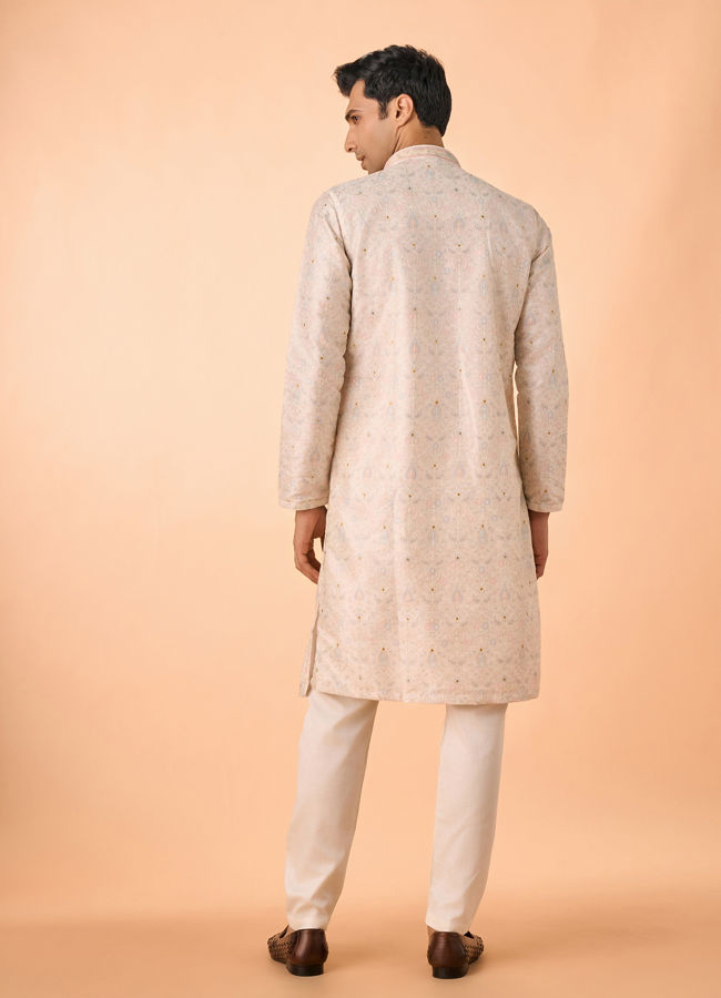 Manyavar Men Elegant Cream Kurta Pajama
