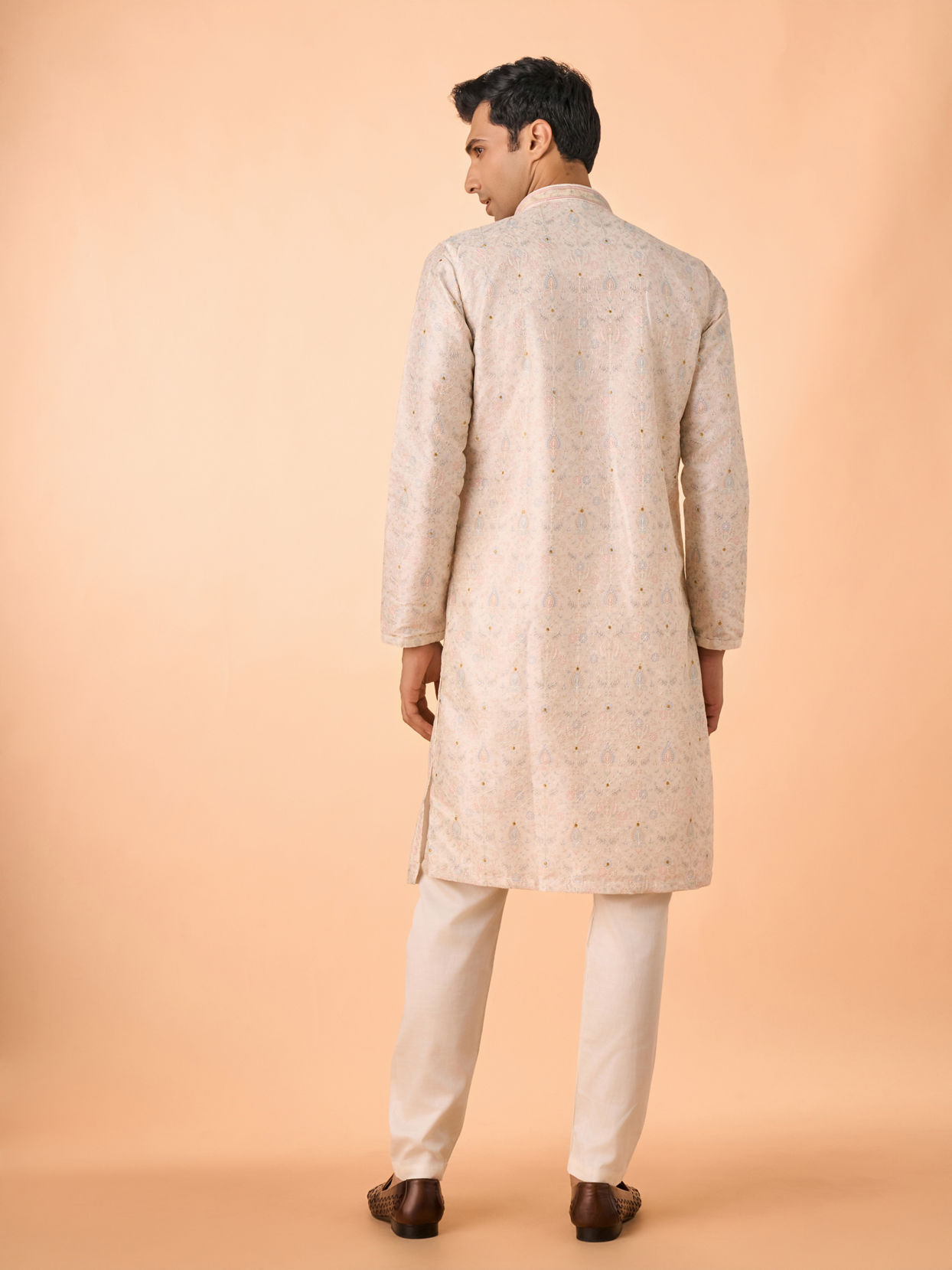 Manyavar Men Elegant Cream Kurta Pajama